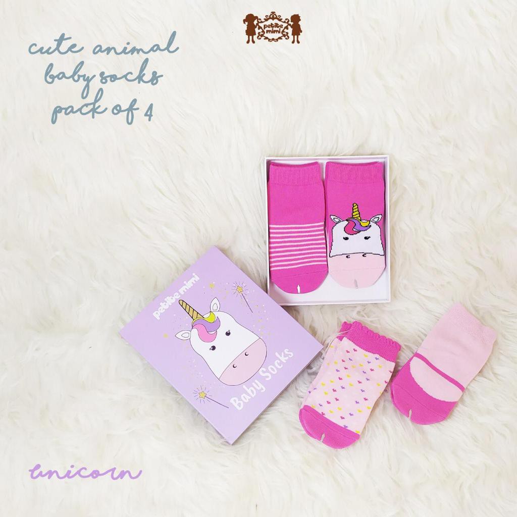 Petite Mimi Kaos Kaki isi 4 pasang 0-12 bulandengan Anti Slip