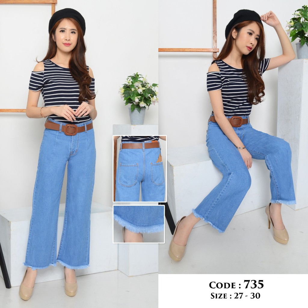 Mc girl Kulot Jeans Free Belt / Celana Jeans Kulot Rawis / Kulot Free Gesper