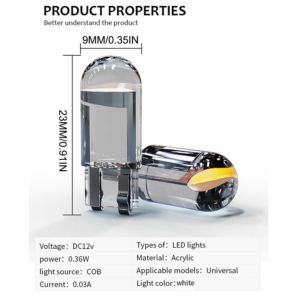LED T10 Bulb W5W Full Glass Kaca Resin 360 Lampu Senja Sein Mobil Motor COB 12V