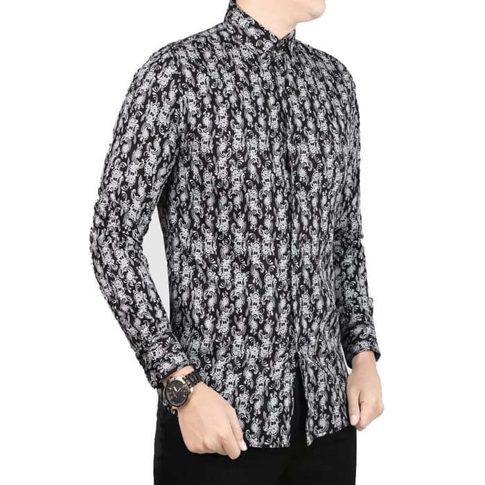 VM Kemeja Batik Pria Panjang Slimfit Kemeja Casual Slim