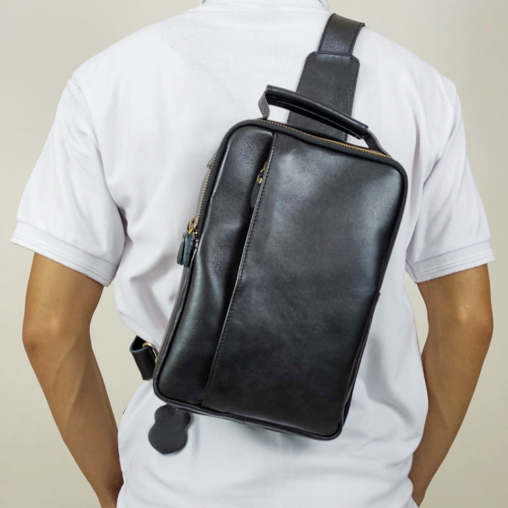 EVOS Tas Selempang Kulit Asli Sling Bag Cowok Pria Laki Keren Kekinian