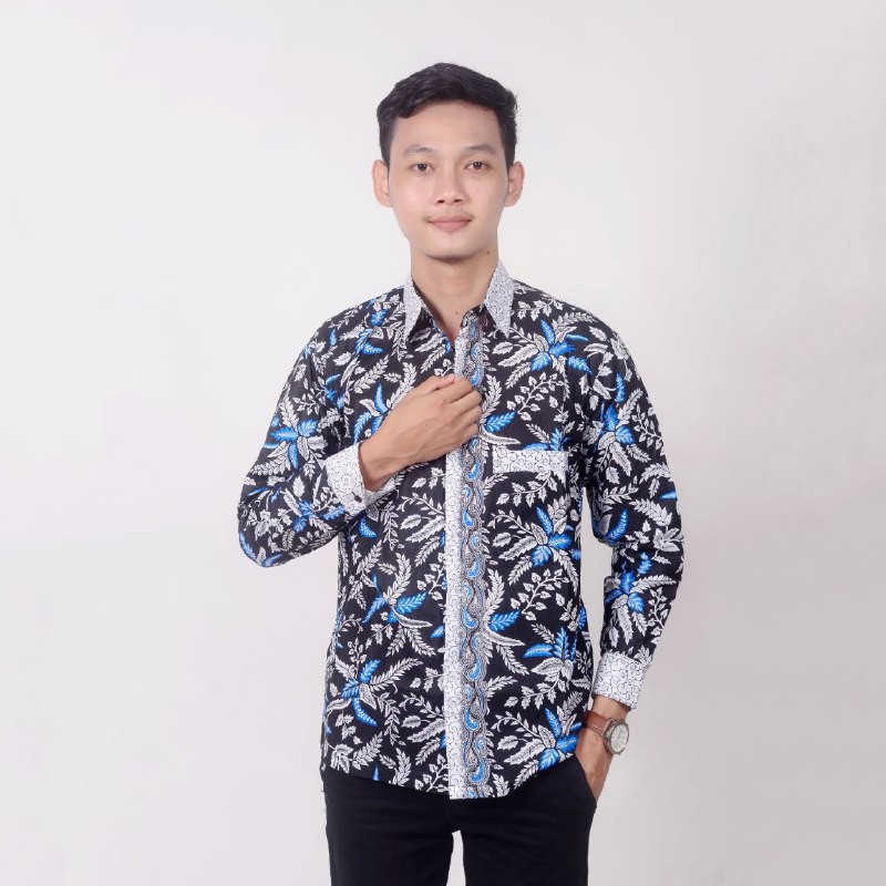 BSWART BATIK HRB026 Kenongo Hem Pendek Padi Pekalongan M L XL Batik Pria MURAH