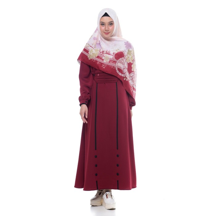 PREMIUM RABBANI - GAMIS DRESS MUSLIM WANITA MOSA - BURGUNDY, L