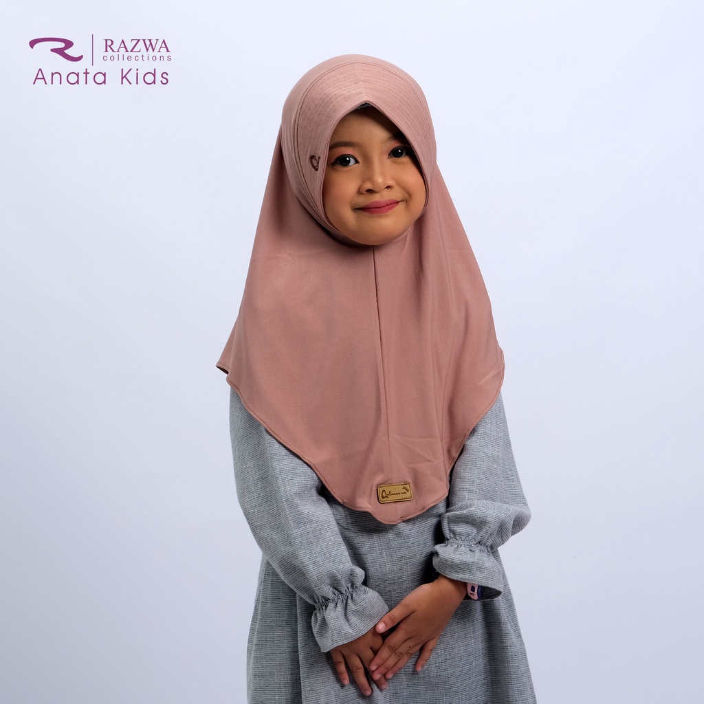 Razwa Anata Kids - Hijab Instan Anak Bahan Jersey Premium Pet Tipis Original High Quality - Mocca