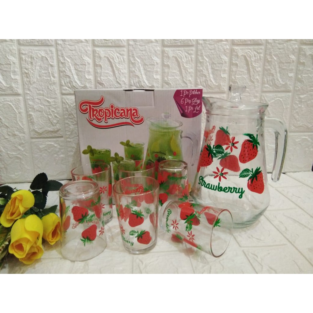 Gelas set Tropicana / Set Teko & Gelas / Drink Set Berkualitas Harga Ekonomis
