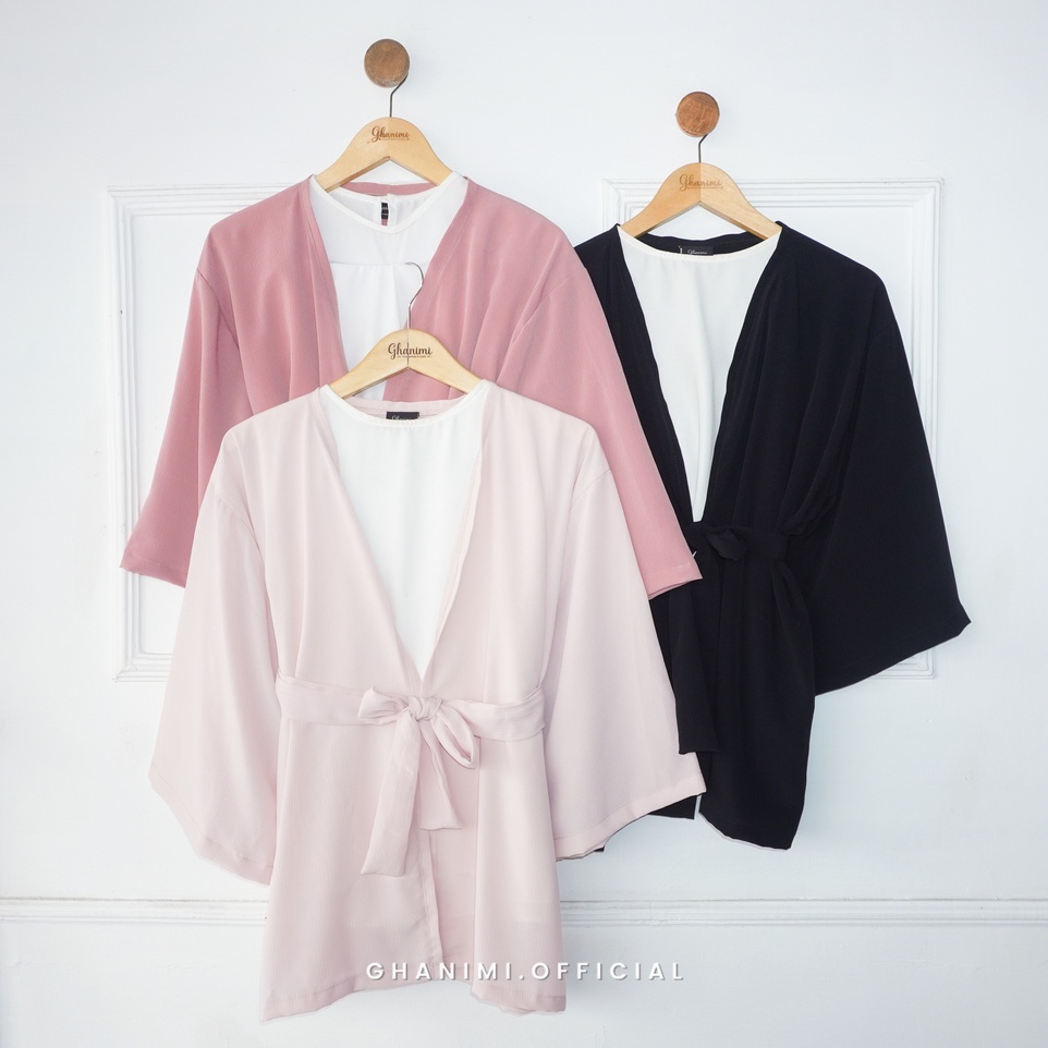 Ghanimi - Wanda Outer / Outer Kimono Polos / Kimono outer / outer kerja / outer casual formal / outer kondangan / kimono timeless / luaran polos / outer batwing tangan 3/4