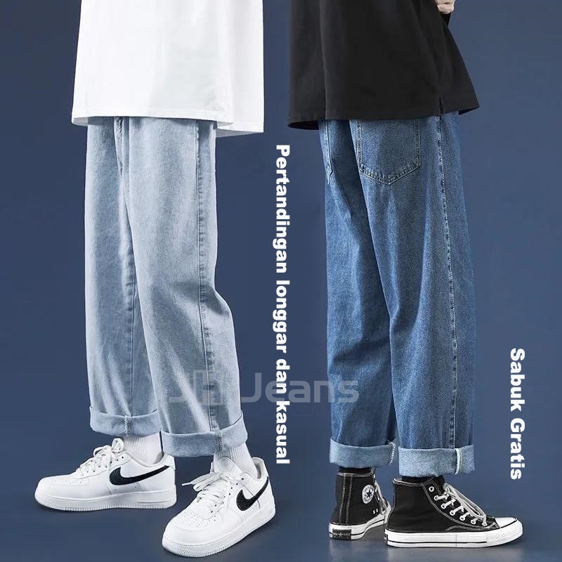 Celana jeans pria loose straight korean style oversize Longgar jeans biru baggy pants celana panjang laki laki dewasa kulot jeans Celana panjang cowok cutbray boyfriend jeans 2023