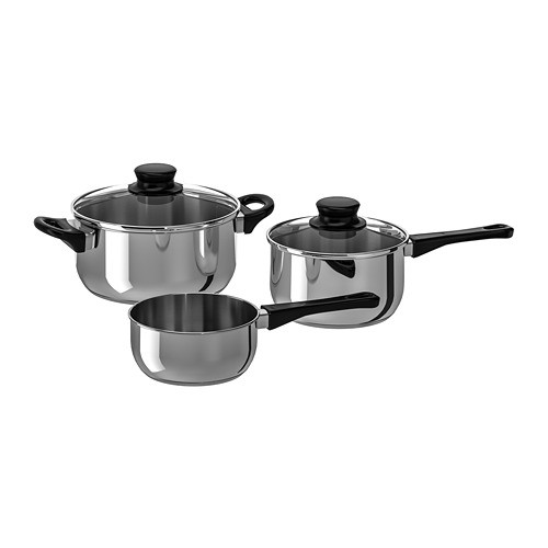 ANNONS Panci Peralatan Masak IKEA isi 3 pcs (3 panci + 2 tutup)