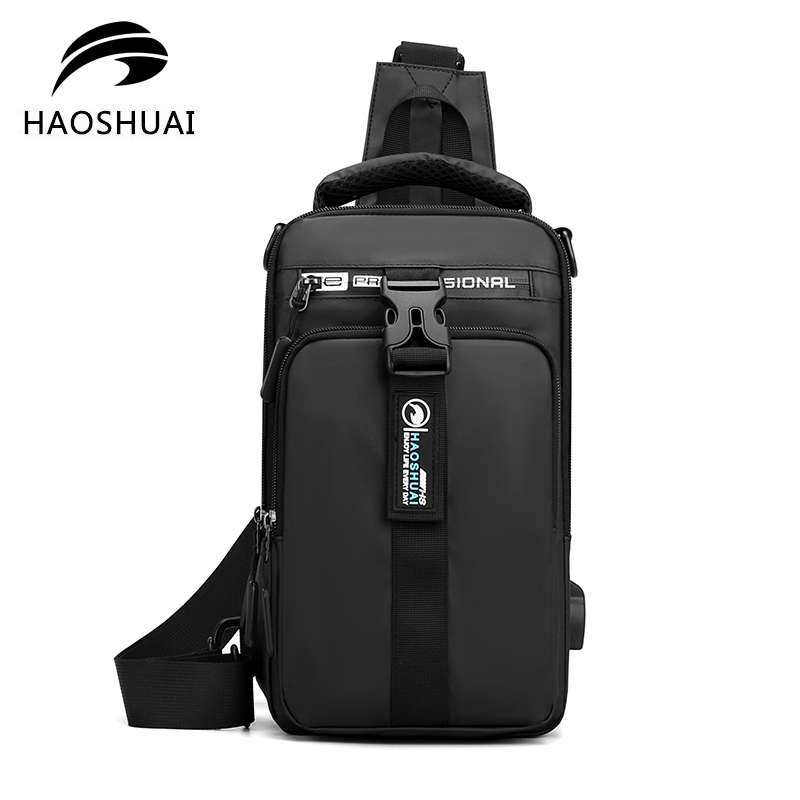 HAOSHUAI 1100-15 Tas Selempang Bahu Pria Shoulder Bag USB Port Anti Air WK-SBY