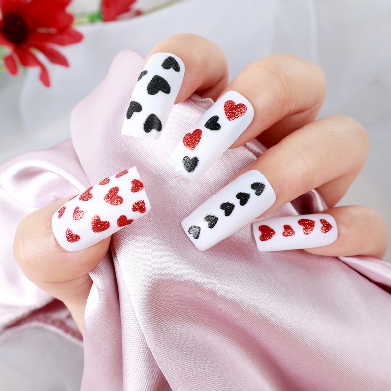 1 Pc Stiker Kuku 3D Glitter Shiny Tahan Air Dengan Lem Belakang Untuk Aksesoris Nail Art