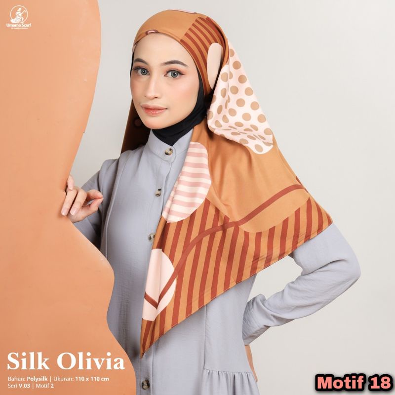 Hijab Umama Silk Olivia Original Premium Jilbab Segiempat Motif