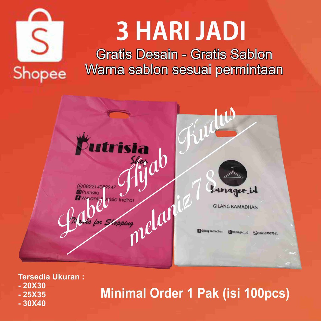 

Plastik Packing Online Shop Sablon 1 Warna Ukuran 20X30