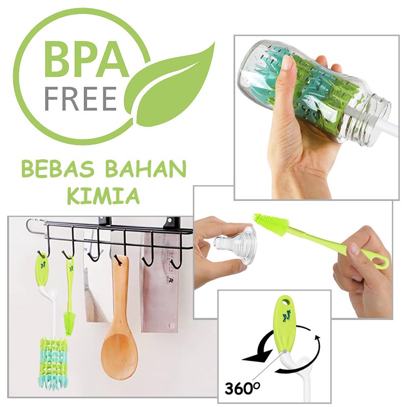 Young Young Sikat Botol Silikon + Sikat Dot Bebas Bahan Kimia Silicone Brush IL-787 (Tersedia varian warna)