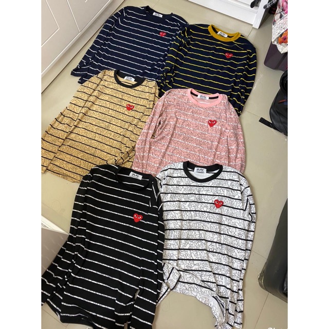 Kaos play cdg / Kaos stripe panjang Premium