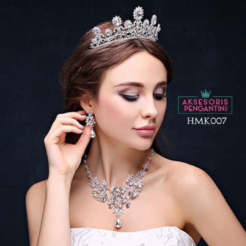 Paket Aksesoris Royal Wedding l Perhiasan Kalung Anting Pengantin - HMK007