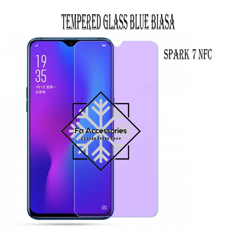 FA Tempered glass blue TECNO SPARK 7 7NFC 8 8C 8P 8T GO 2019 2020 2021 2022  C P T NFC antiradiasi blue light screen protector