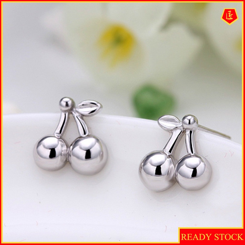 [Ready Stock]Cute Fashion Silver Cherry Earrings