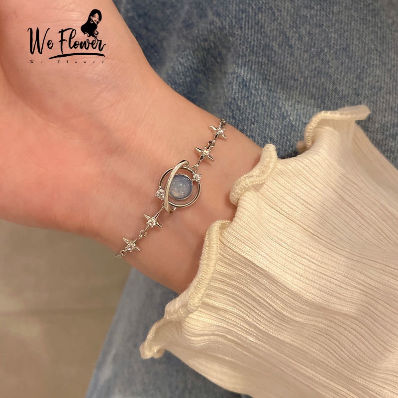 We Flower Gelang Desain Bintang Planet Moonstone Universe Gaya Korea Untuk Wanita