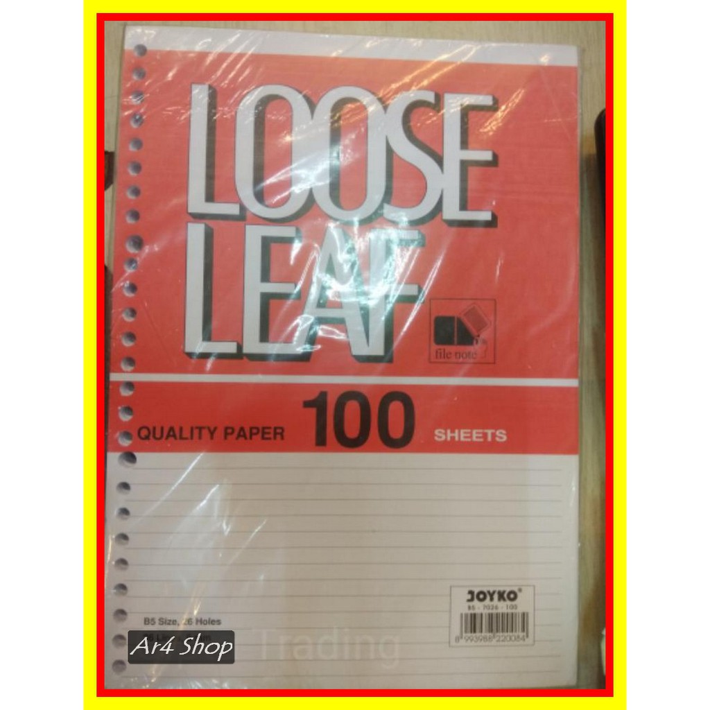 

Note - Joyko - Loose Leaf B5 50 Pieces Each