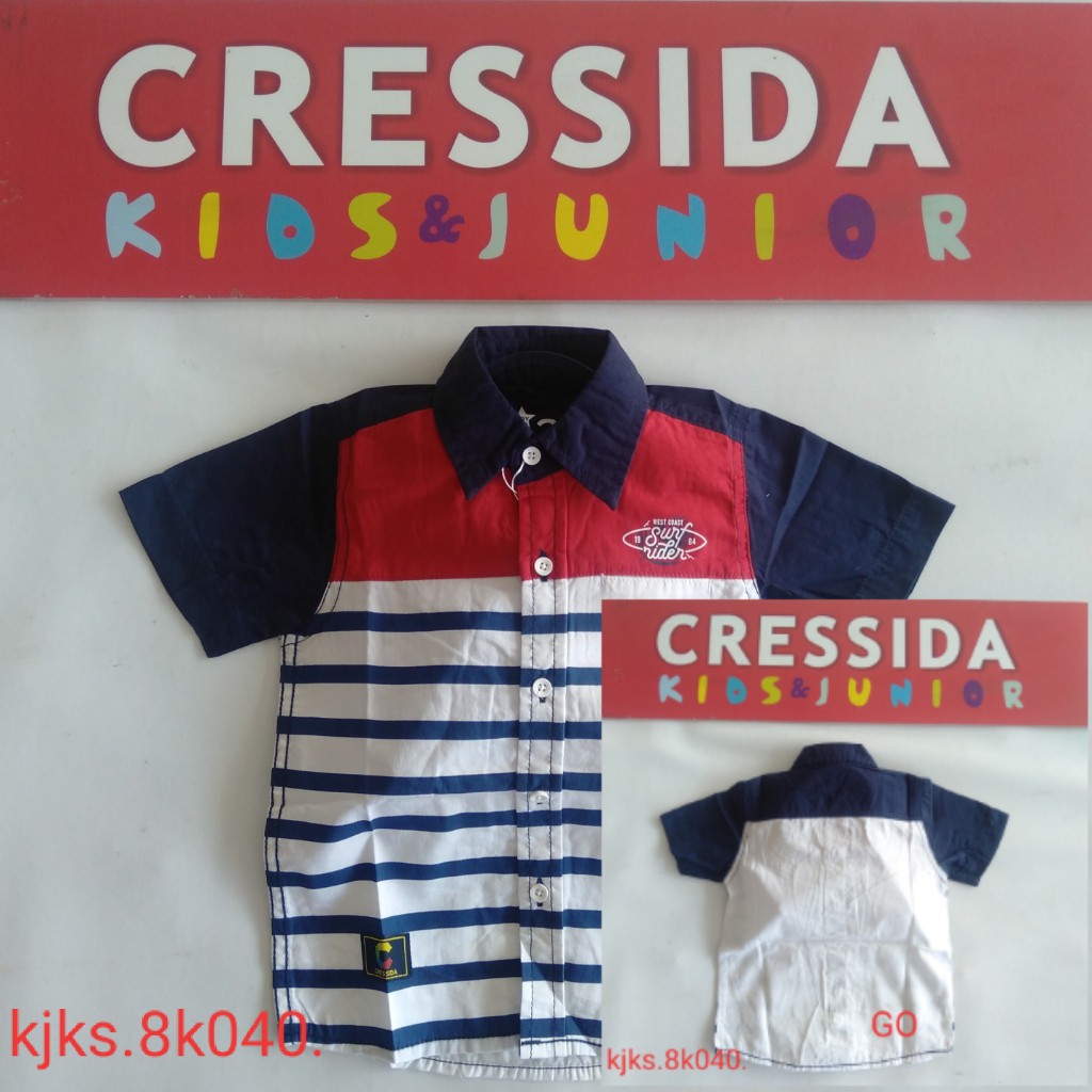 gos CRESSIDA KIDS KEMEJA Anak Salur Hem Atasan Lengan Pendek Anak Cowok