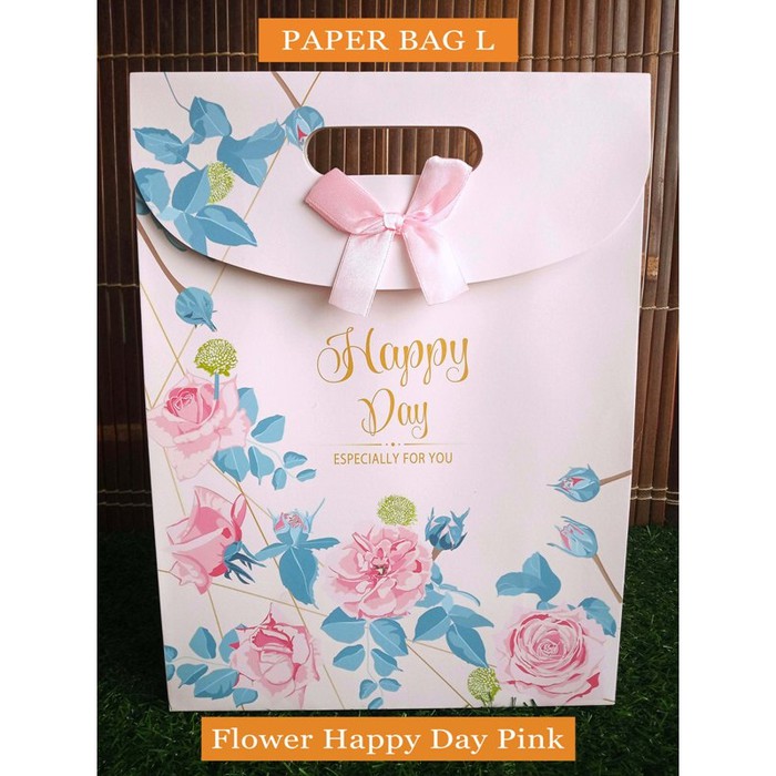 

Paper Bag Motif / Tas Kertas Kado / Tas Ulang tahun / Kantong Hadiah Size L - SHABBY FLOWER