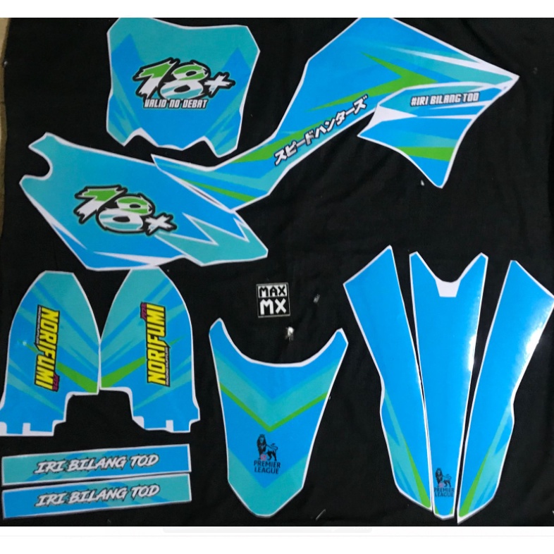 Decal Stiker KLX 150 New Dtracker Dekal Variasi Sticker Striping costum Full Body tosca 014