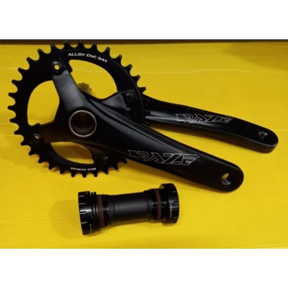GIR SEPEDA MTB - CRANK MTB SINGLE - CRANKSET RAZE 34T BB HOLLOTECH 2