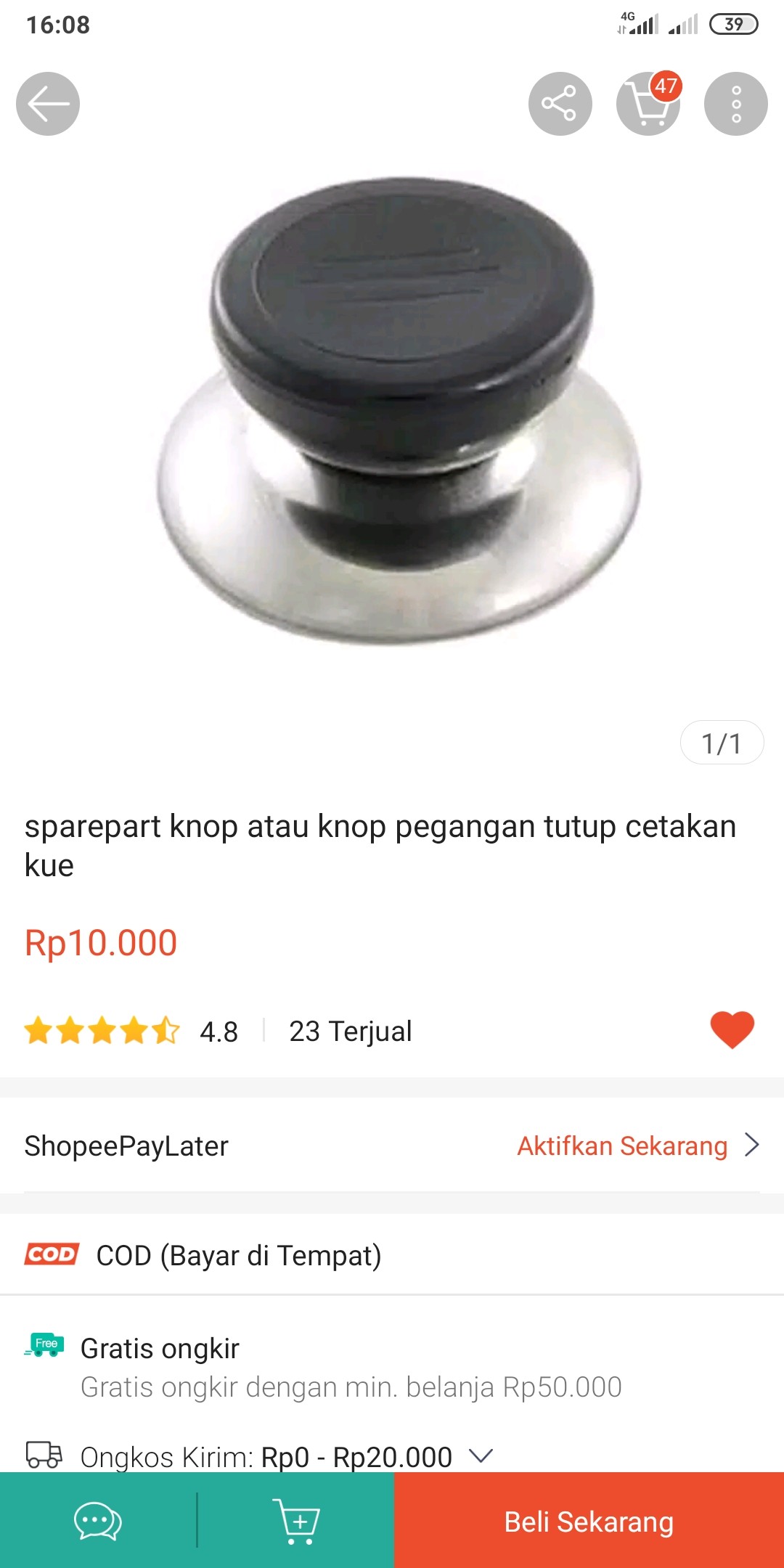 Sparepart Knop Atau Knop Pegangan Tutup Cetakan Kue