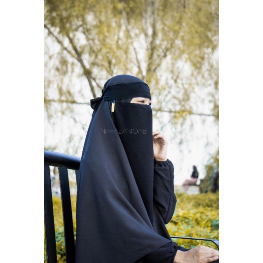 Niqab Cadar Bandana Karet | Bahan sifon silky arab premium jetblack