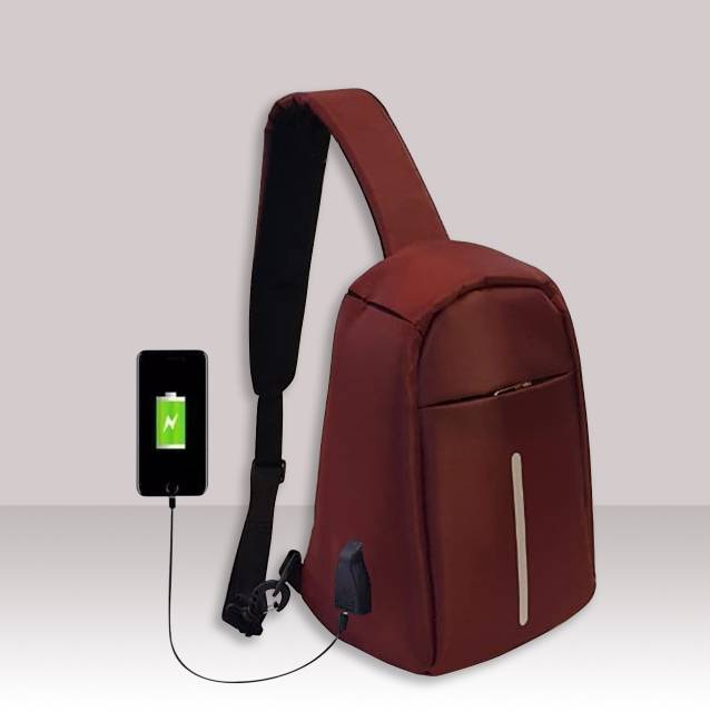 Tas selempang pria anti maling dengan USB charger