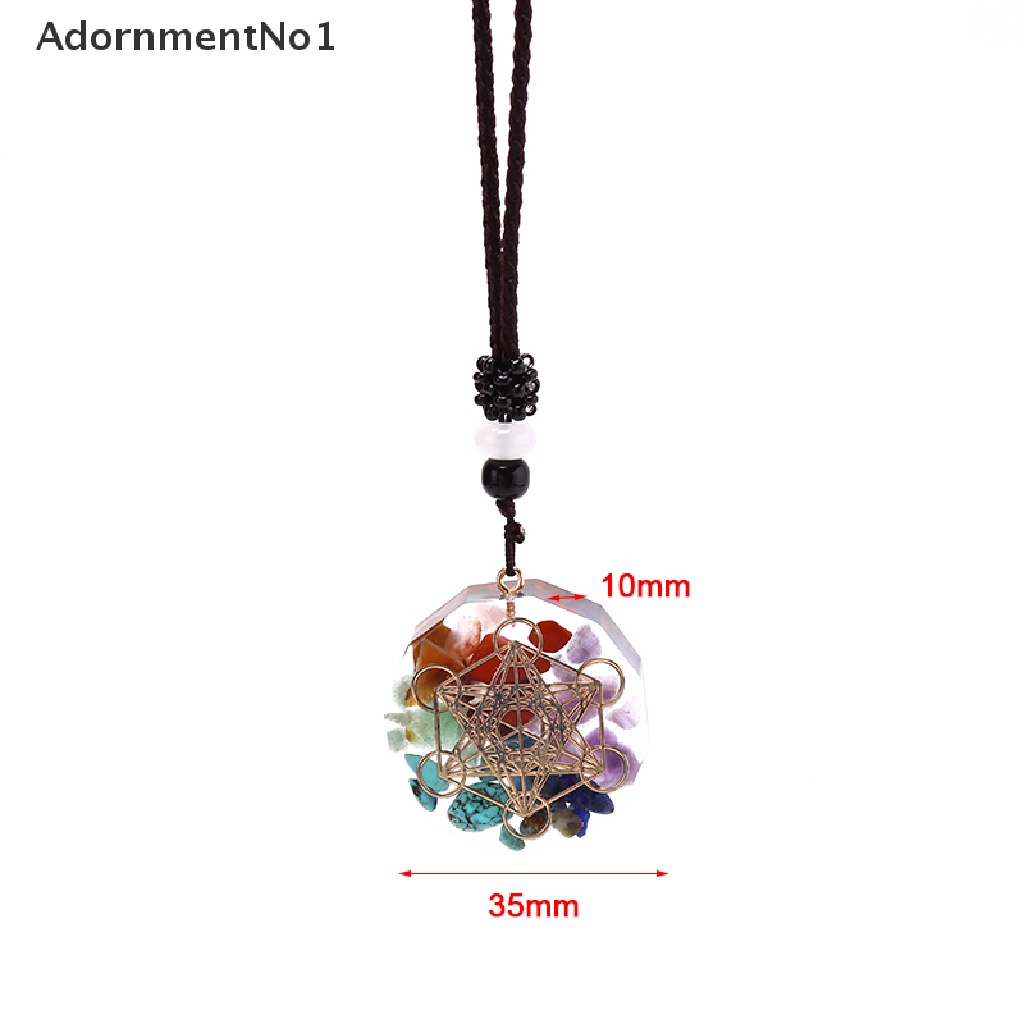 (AdornmentNo1) Orgonite Kalung Tali Dengan Liontin Batu Chakra Om Untuk Meditasi Energi / Penyembuhan Handmade