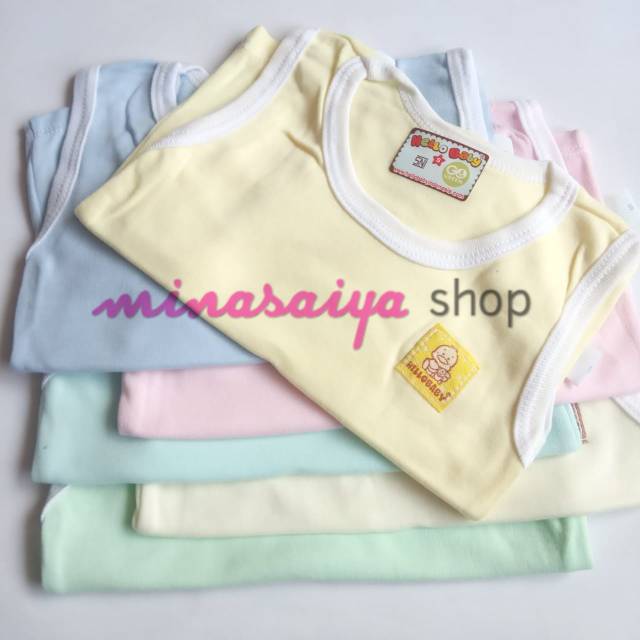 HELLO BABY 3 pcs dan ecer Kaos Bayi SNI Lengan Buntung / Kutung Polos Uk. S - XL