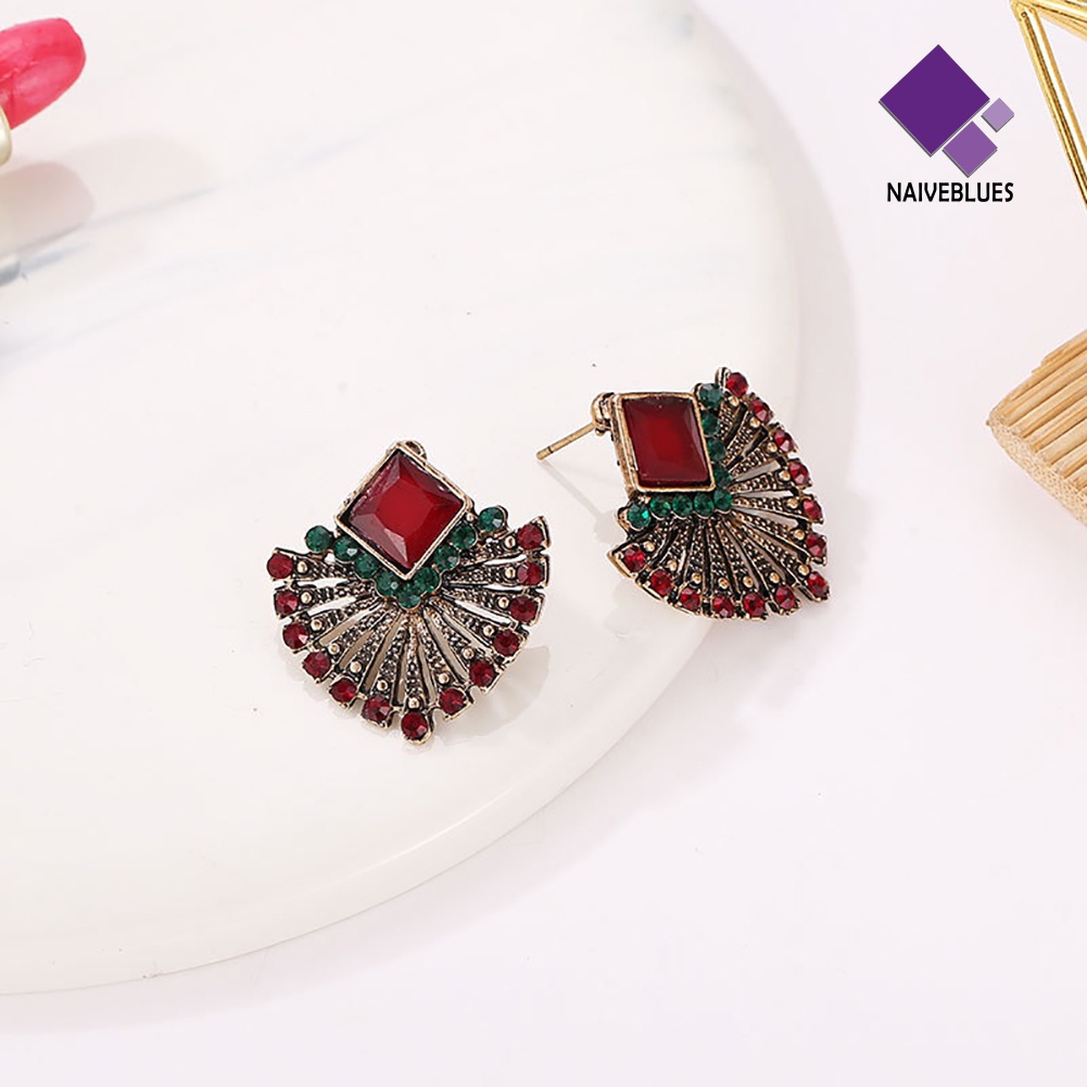 Anting Stud Berlian Imitasi Gaya Vintage Etnik Bohemian Untuk Wanita