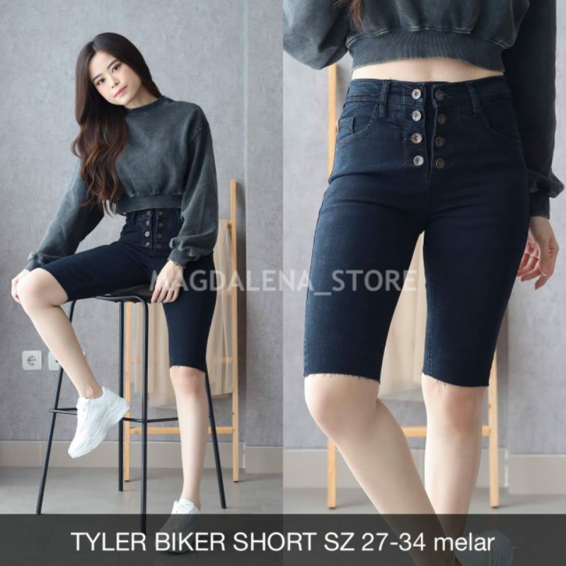CELANA PENDEK JEANS WANITA TYLER BIKER JEANS PREMIUM WANITA