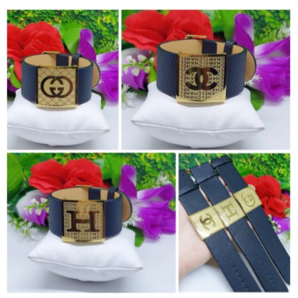 Giorgio  Gelang Jam Kulit Lebar Titanium Premium Limited