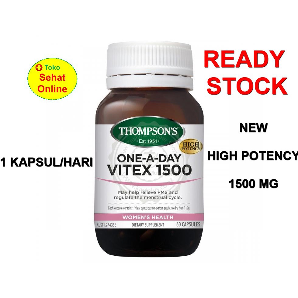 NEW High Potency Thompson Vitex 1500 mg One-A-Day 60 Kapsul