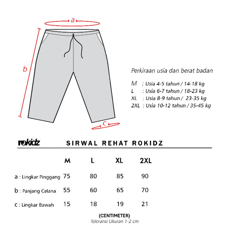 SIRWAL REHAT ROKIDZ CELANA ANAK PRIA CINGKRANG M-2XL