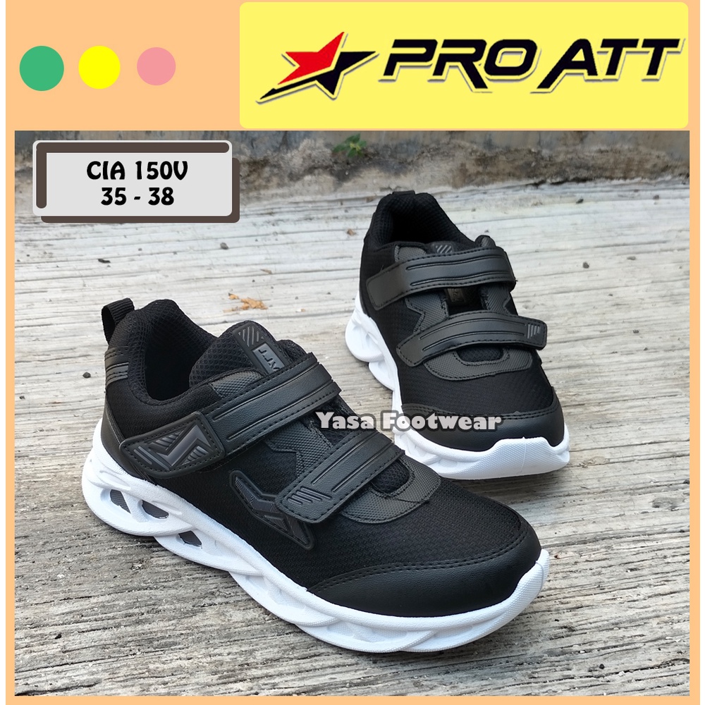 Yasa Footwear - PRO ATT CIA 150V 31- 38 / Sepatu Sekolah Hitam / Sepatu Perekat Anak