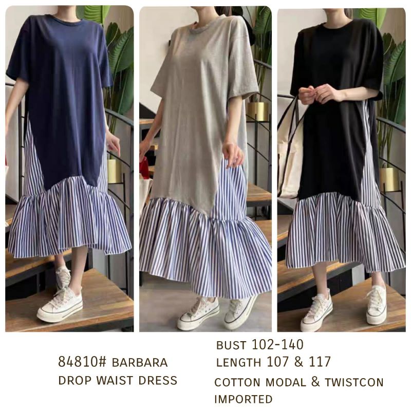 MDLV ~ 84810# Barbara Drop Waist Dress Salur Dress Premium Fashion Import