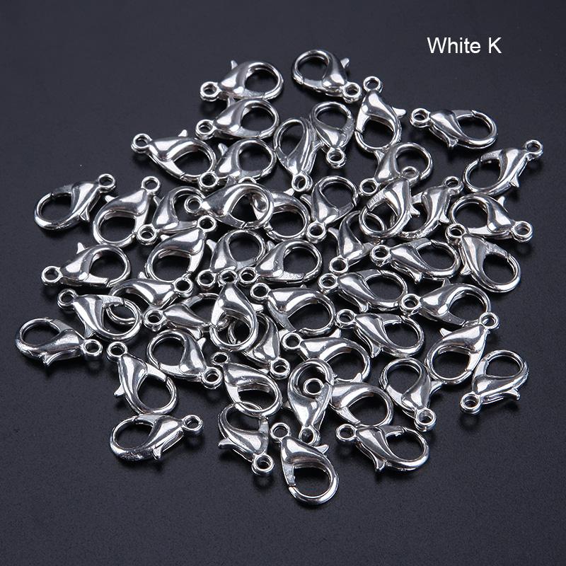 50pcs Lobster Clasp Model Longgar Ukuran 10-14mm Untuk Perhiasan Kalung Gelang