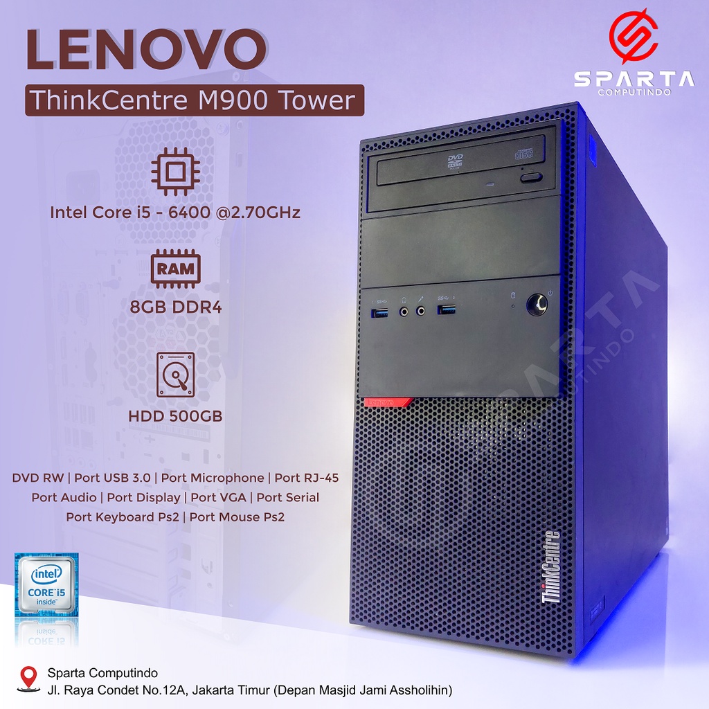 PC Lenovo ThinkCentre M900 Tower Core i5 Gen 6 Ram 8GB HDD 500GB Murah Bergaransi