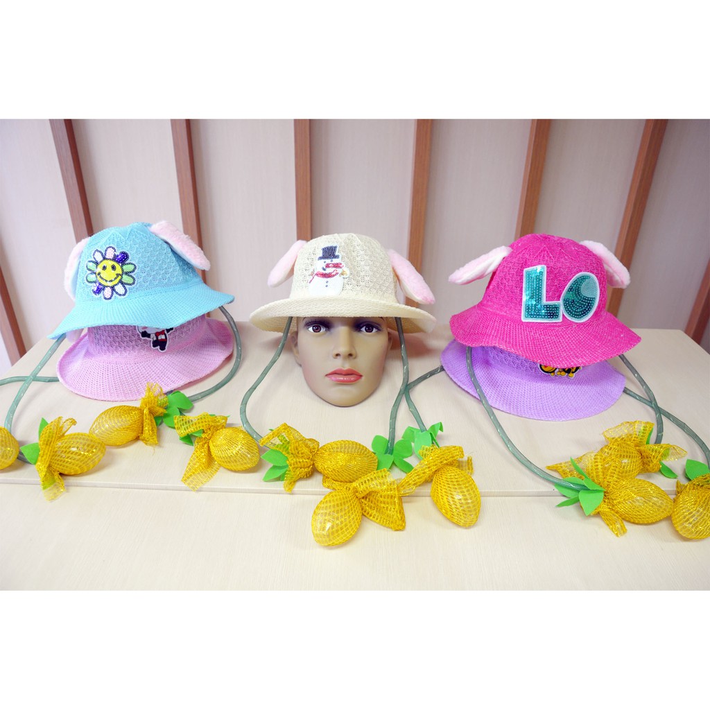 Topi Pantai Anak Bunny Ear Dance LED Topi Unik Lucu 0521