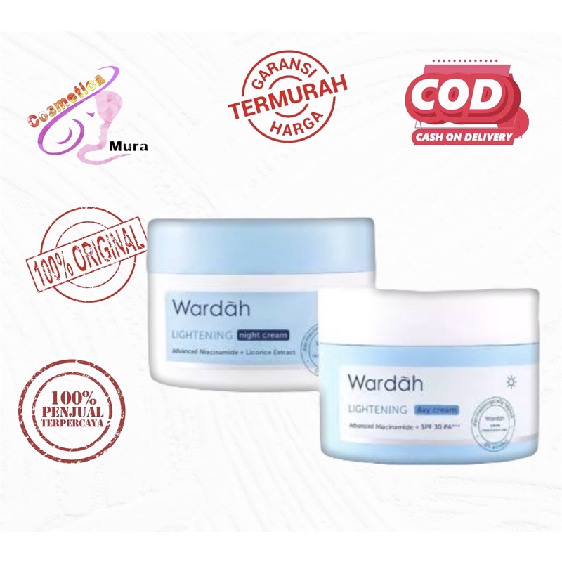 wardah lightening night cream 30 gr + with niacinamide || wardah lightening day cream 30 gr