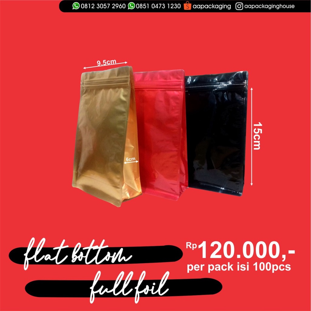 KPACK KEMASAN FLAT BOTTOM / GUSSET 15 X 23 + 7