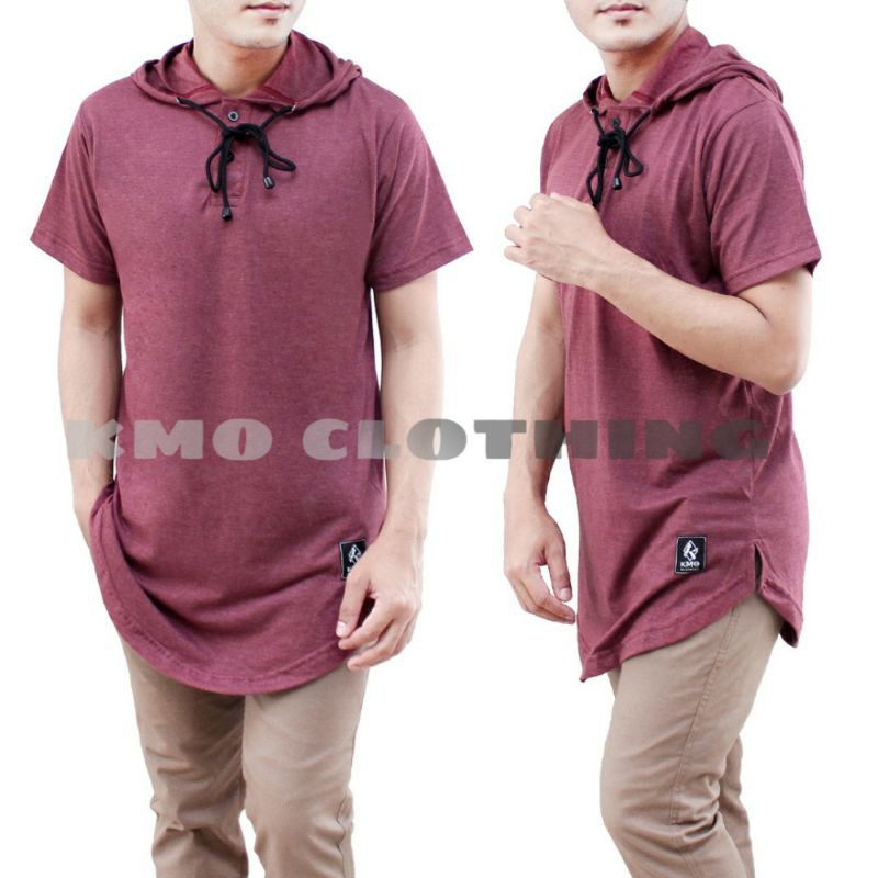 KMO Kaos Kurta Hoodie Pria Muslim Lengan Pendek