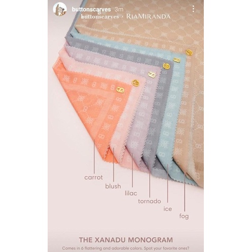 Ready Xanadu Monogram ICE Blue Buttonscarves X Riamiranda
