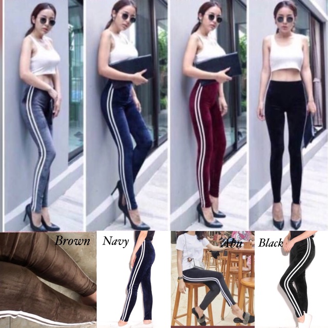 Legging Bludru List wanita kekinian REAL PIC / Legging Bludru Import (Tersedia 5 Warna)