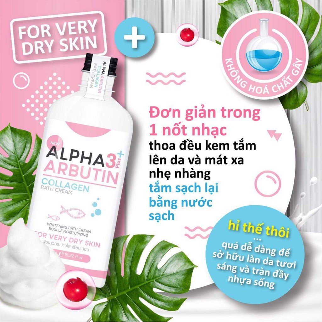 Alpha Arbutin 3 Plus Whitening Collagen Bath Cream Sabun Mandi Cair Origial Bpom
