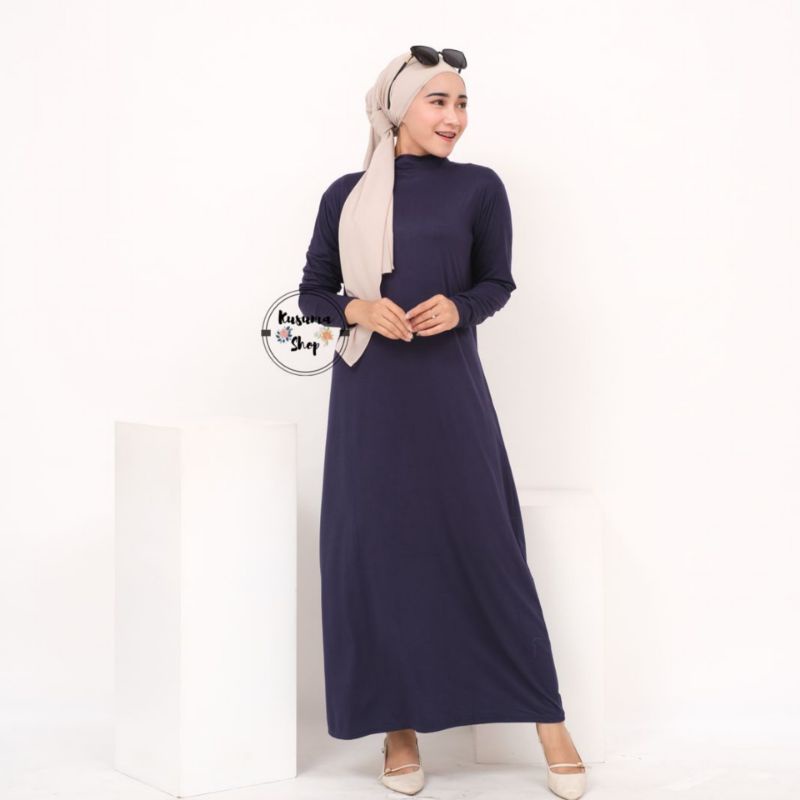 Manset gamis lengan  krah tinggi bahan rayon super