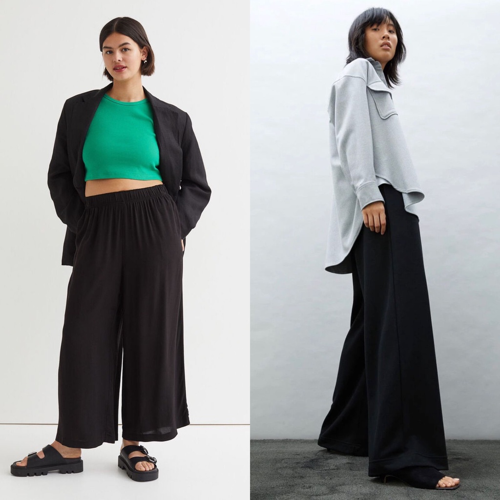 H&M Celana Kulot Cropped Pull-on Trousers & Straight Jersey Trousers Best Seller Sale Original Store